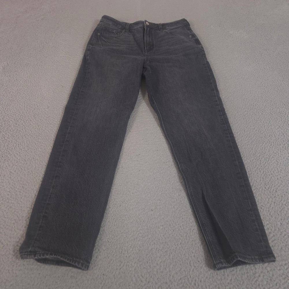 American Eagle Jeans Womens 8 Black Mom Pants Strigid High Rise Tapered Denim